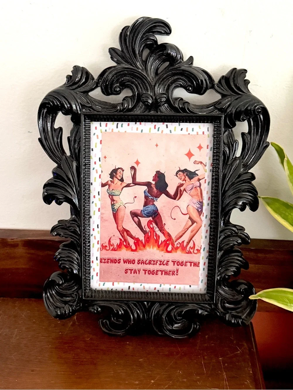 Vtg Gothic Ornate Framed Art Print Friends Who Sacrifice Together Dark Academia